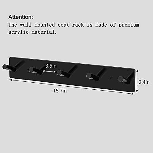 Hiimiei Wall Mounted Coat Rack 5 Pegs Black Acrylic Coat Hooks For Entryway Hallway Bathroom #TOP1