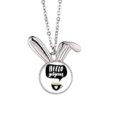 Matériau : métal Collier avec pendentif en forme de lapin avec citation « Hello Gorgeous »