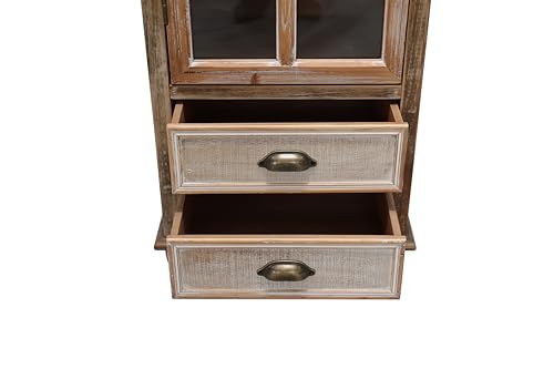 Image of LKTART 55 inch Tall Kitchen Pantry Cabinet,Narrow Storage Cabinet with Drawers | Solid Wood Frame;Farmhouse /French Country Narrow Corner Glass Display Cabinet;Narrow Storage Cabinet;Tall Accent Cabinet