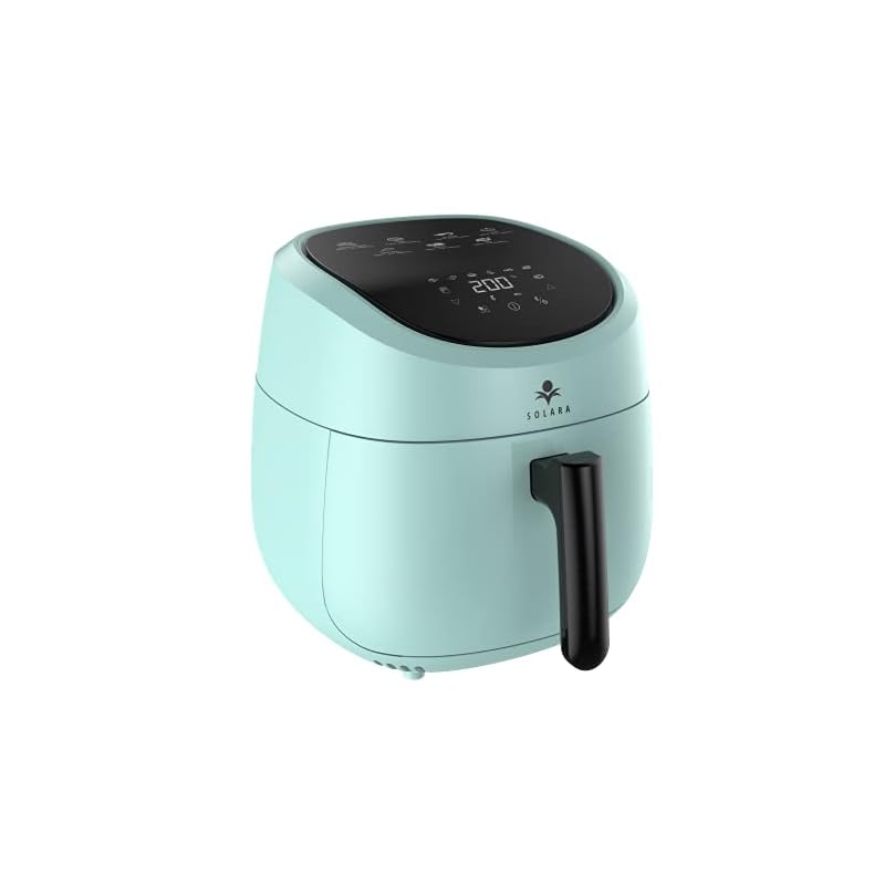 SOLARA Xtra Large Digital Air Fryer for Home Kitchen with 8 Pre set modes for Indian cooking | 5.5L basket | Mobile app with 100+ recipe eBook and Videos | Aqua