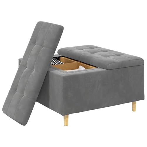 vidaXL Aufbewahrungsottomane Dunkelgrau 80 x 80 x 45 cm Samt, stilvoller moderner Aufbewahrungs-Ottoman, gepolstertes Sitzmöbel, funktionales Wohnzimmer-Accessoire, minimalistisches Dekor