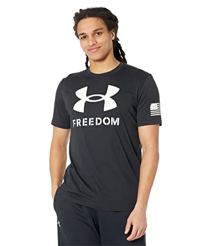 Under Armour Men's New Freedom Logo T-Shirt, Black (001)/White, Large