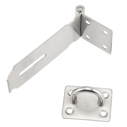 Image of SOUJAP 10 PCS 4 Inch Door Hasp Latch Lock, Padlock Hasp Latch with 80 Mounting Screws, Padlock Hasp Staple for Window Cabinet Door