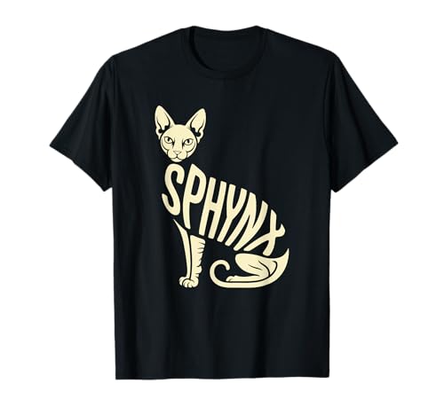 Typography Art Sphynx Cat Canadian Hairless Cat Camiseta