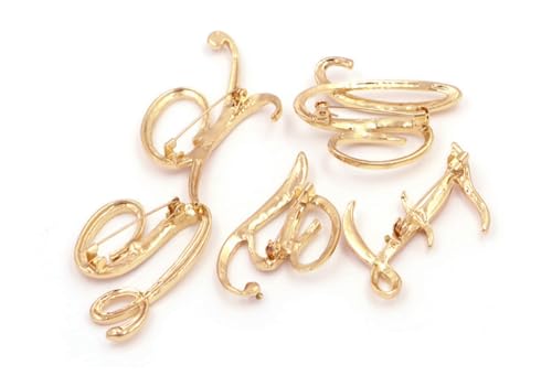 Image of vmcoatdu Women A-Z Initial Pins 26 Letters Pins Gold Plated Metal Brooches Clear Crystal Rhinestone Brooch Breastpin Badge