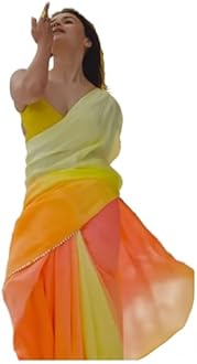 Sidhidata Women's Printed Pure Georgette Saree With Unstitched Blouse Piece (Rocky Aur Rani Ki Prem Kahani Saree)