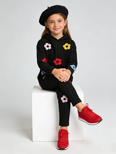 Image of Toddler Kid Girls Clothes Ribbed Color Block Long Sleeve Hoodie Sweatsuit Set Fall Outfits