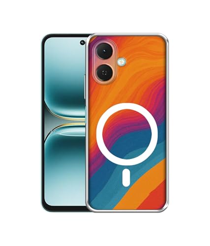 Image of Casotec Back Cover for Tecno Spark Go 2 4G Sunset Spectrum Waves Magnetic Ring Design (Not Magnetic Compatible) | UV Printed Soft TPU Shockproof Back Case for Tecno Spark Go 2 4G