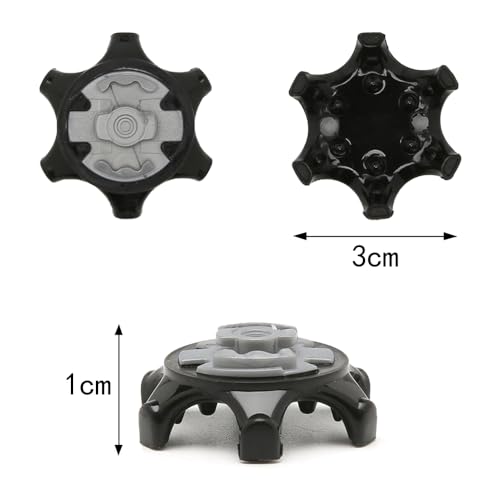 TRKETK 16 Stück Golf Spikes, Golf Spikes Ersatz Bulk Stollen Golf Schuhstollen Zahnspikes Universal Anti Rutsch Tragbare Golf Spikes Einfache Installation an Golf Schuhen (Schwarz)
