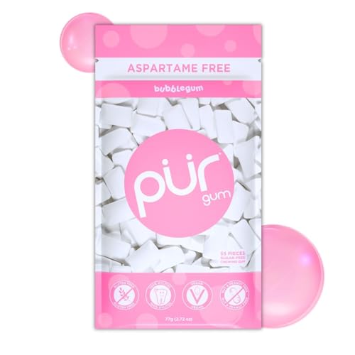 PUR Zahnpflegekaugummi mit 100% Xylit Zuckerfrei Bubblegum ohne Aspartam ohne künstliche Aromen Glutenfrei Geeignet für vegane & ketogene Ernährung 55 Stück (1er Pack)