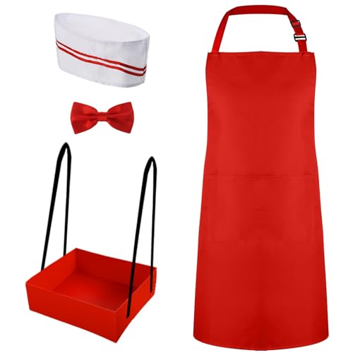 SATINIOR 4 Pcs 1950s Adult Waiter Costume Hot Dog Soda
