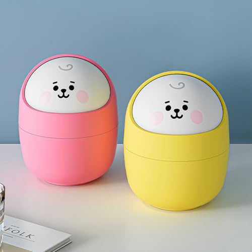 Image of Cortina Corton Design Plastic Small Tabletop Dustbin, Small Waste Bin for Study Table, Office Desk, Bathroom, Kitchen Sink & Washroom (Pink)