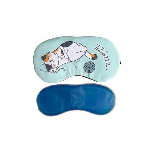 Máscara de Descanso Para Dormir Melhor Com Gel Que Pode ser Colocado Na Geladeira Ou Apenas Para Conforto Macio Com Bloqueio de Luz Com Dois Estilos de Estampa - MBB Shop (Verde-Gatinho)