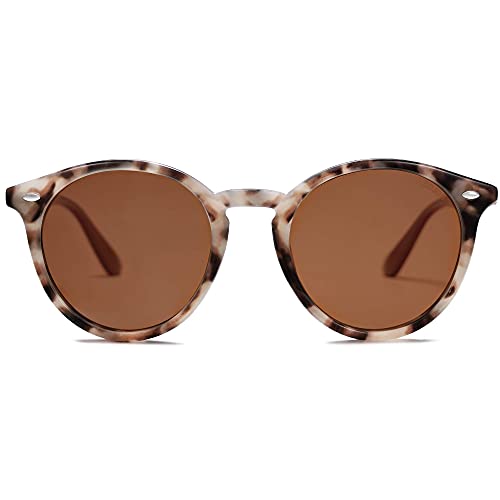 SOJOS Retro Round Polarized Sunglasses for Women Men Classic Vintage Sunnies SJ2069