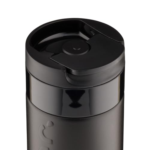 Dopper Travel Mug Thermobecher 400 ml Blazing Black - Auslaufsicherer Isolierbecher für kohlensäurehaltige Getränke, 6h warm / 20h kalt, 90% recycelter Edelstahl – Bild 4