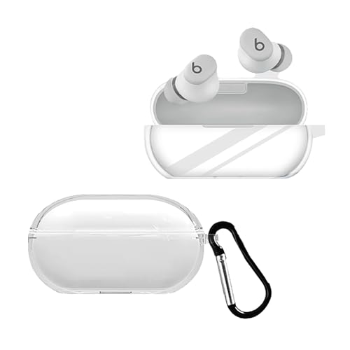 KZIOACSH Clear Case for Beats Solo Buds, Ultra Slim Anti-Scratch Anti-Lost Protective Silicone Earbuds Case Lightweight Washable Sumdge-Proof Earphone Skin Cover with Carabinerfor Beats Solo Buds