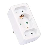 LIEFERUMFANG: 1x Multistecker 3fach für Innenräume weiß / Belastbarkeit bis max. 3500 Watt / Betriebsspannung 250V 50 Hz