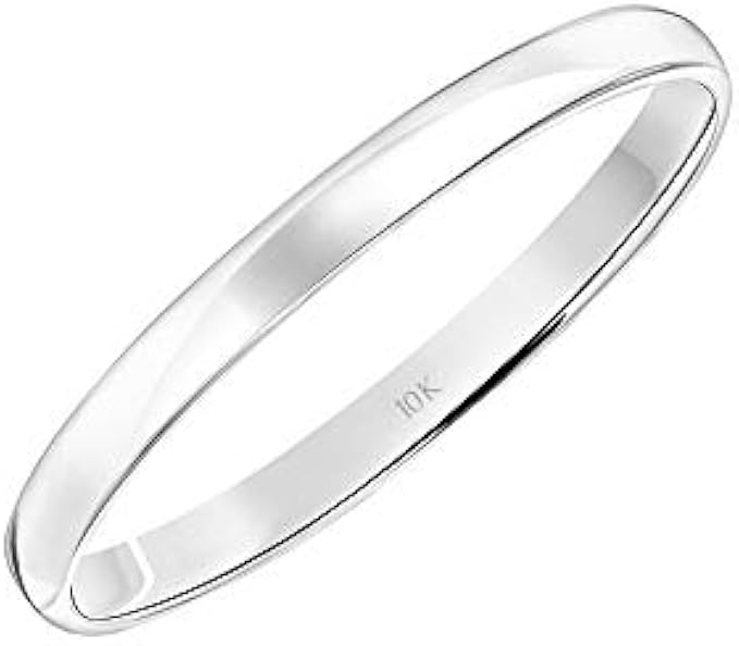 Men's 10K or 14K Rose, White or Yellow Gold 2MM Lightweight Comfortable Classic Plain Wedding Band by Brilliant Expressions