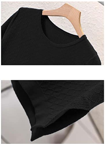 Womens Short Sleeve Sweaters Tops Summer Thin Pullover Cotton Knit Shirt Crew Neck Lightweight Pointelle Blouse3