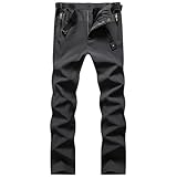 HotYou Pantalones Invierno Hombre Trekking Impermeables Softshell con Forro Polar Montaña Nieve Pantalon Calentar Escalada Senderismo Esquiar Aire Libre,Gris Hombre,5XL