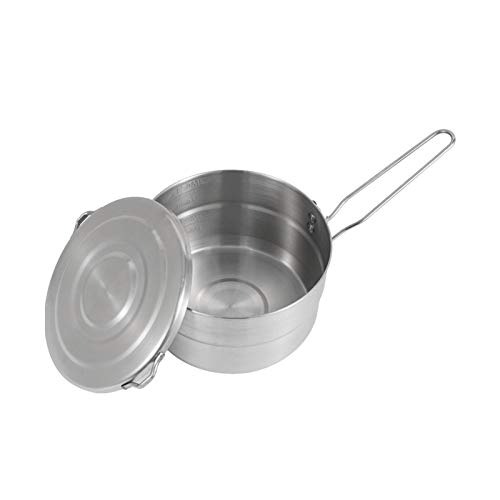 Denpetec Stainless Steel Camping Cook Pot With Lid And Folding Handle Camping Cookware 1.5L Large Capacity Bento Pot For Camping, Hiking, Picnic #TOP2