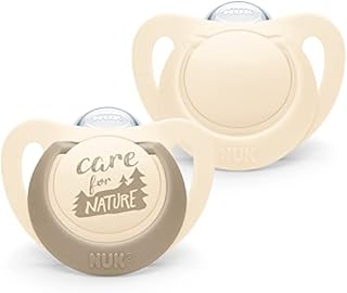 NUK for Nature Baby Dummy | 0-6 Months | Sustainable Silicone Soothers | Made from 100% Natural Raw Materials | Cream | 2 Count