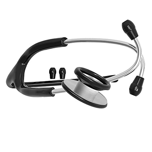 Professional Dual Head Stethoscope, Medical Grade with Spare Ear Tips, Adult Size (Black)