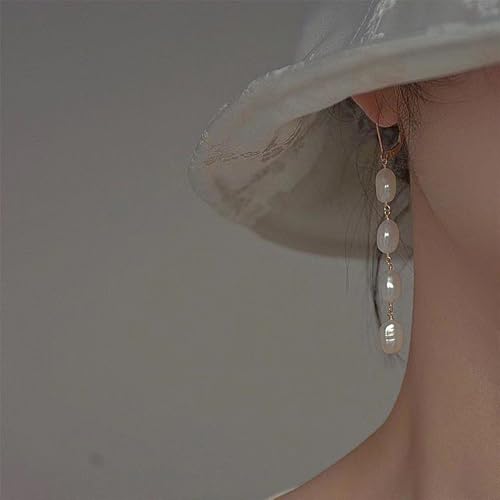 Pearl Earrings 14k Gold Plated Long Pearl Earrings Dangle Drop for Brides3