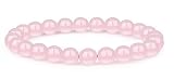 RIANGI Natural Rose Quartz Bracelet - Stretchable 8mm Pink Crackle Quartz Crystal Bead Bracelet - Al