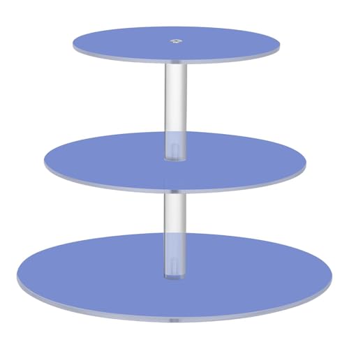 Zathe Solid Color Pure Plain Roya Blue Acrylic Circular Tray Spill-Proof Three-Layer Display Trays Dining Table
