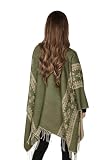 Szalowe Owijania dla Kobiet, Miękki Poncho-Peleryna z Otwartym Przodem, Oversize Sweter-Szalik na Wieczór, Ślub, Przyjęcie, Podróż (Oliwkowy Khaki)