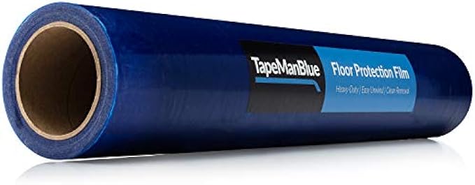 Floor Protection Film 36" x 200' Roll. Made in The USA. Easy Unwind, Clean Removal Surface Protection. Blue Floor Protector Tape for Hardwood Floors, Tile & Hard Surfaces.