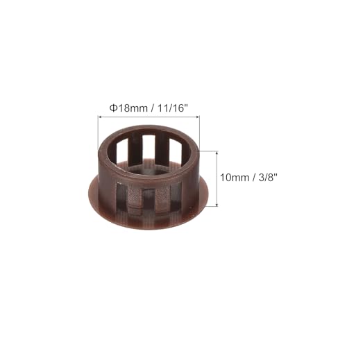 Image of MECCANIXITY 64PCS 18mm(11 /16 inch) Brown Plastic Hole Plugs, Flush Type Panel Hole Plugs Insert End Caps for Locking Hole Tubes Furniture Cabinet