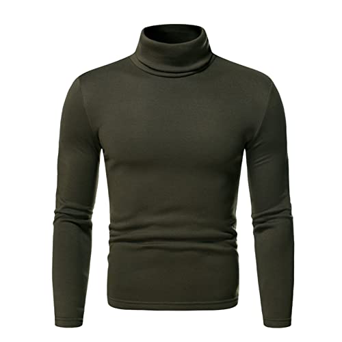 Men's Half Neck Long Sleeve Shirts Fashion Casual Basic Thermal Underwear Lightweight Stretch Pullover Sweater (XX-Large,Army Green)