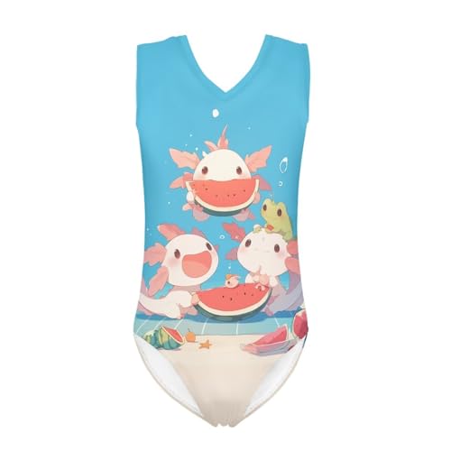 Image of Girls Swimsuits Size 3-14 Kids Summer Sleeveless One Piece Bathing Suit Beach V-Neck