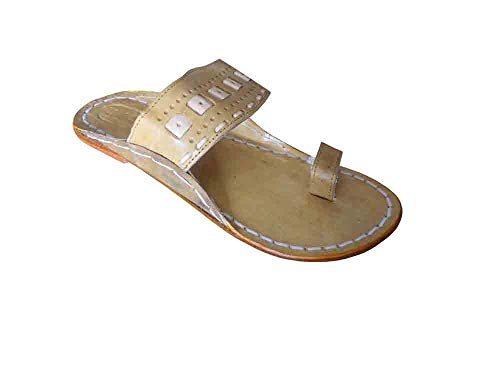 Pantoufles indiennes en cuir pour homme crème 38 2/3 soulageant vos pieds