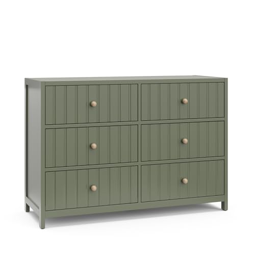 Graco Teddi 6 Drawer Double Dresser (Olive) – GREENGUARD Gold Certified, Interlocking Drawer...