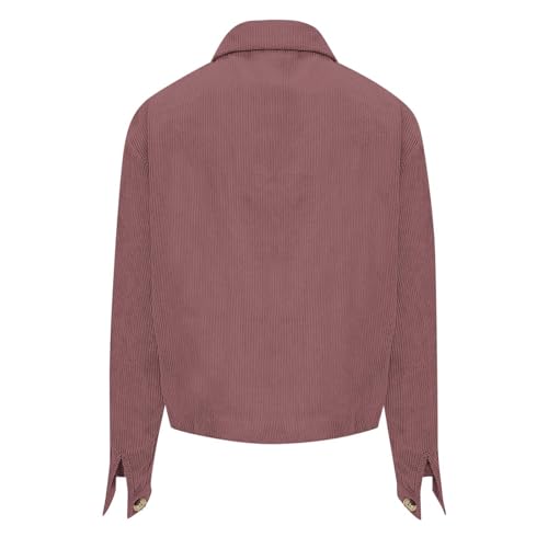 Womens Fashion Cropped Shackets Corduroy Button Down Crop Jackets Tops Long Sleeve Blazer Suit CoatTrendy 20243