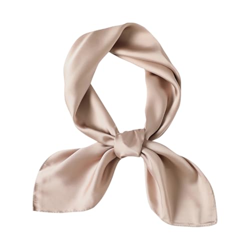Silk Like Scarf Solid Color Scarf Lightweight Square Scarf Neck Head Scarf Soft Neckerchief Handkerchief Khaki