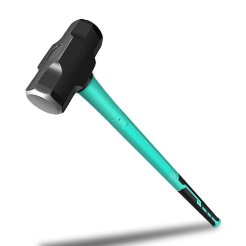 Sledge and Club Hammer with Heavy Duty Construction Ergonomic No-Slip H-Grip Handle Fiberglass Core High Strength Steel for Construction Land Management Yard Work (B-8LB)