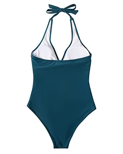 Image of SUUKSESS Women Sexy Tummy Control One Piece Swimsuits Halter Push Up Bathing Suits