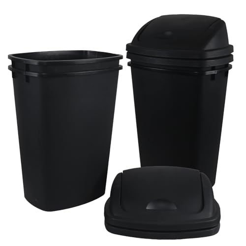 4 Canecas de Basura Negras de 13 Galones con Tapa Basculante