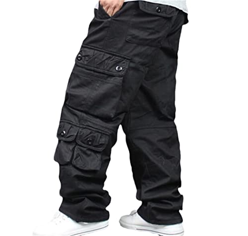 Pantalon long en polaire noire épaisse coupe hip-hop automne hiver