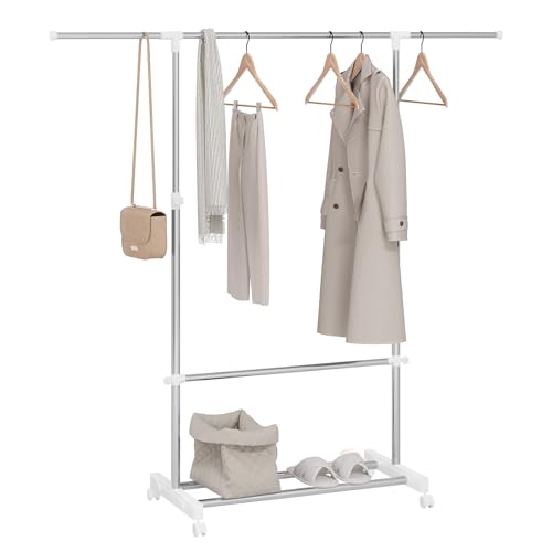 Livarno Home Kleiderständer – Höhenverstellbare Kompakt-Garderobe Mit Schuhablage & Rollen, Stahl/Kunststoff