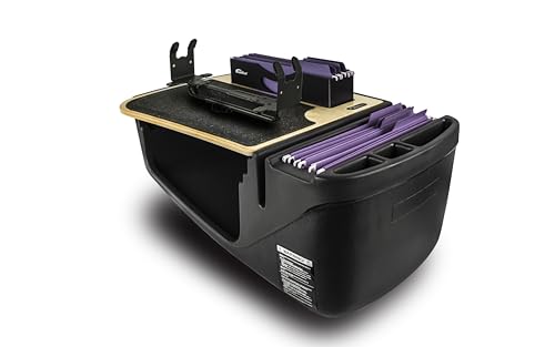 Image of AutoExec AE-FMEF-PI-PS-11M Efficiency FileMaster Car Desk for Your Vehicle Workstation and Mobile Office, Natural with 400 watt Power Inverter and Printer Stand | Vehicle Workstation, Mobile Office, 400 Watt Power Inverter, Printer Stand