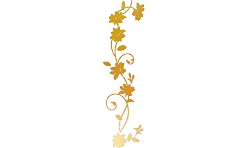 Picniva Rattan Flower Vinyl Wall Decal, Gold Chrome Mirror, 22 x 80 in