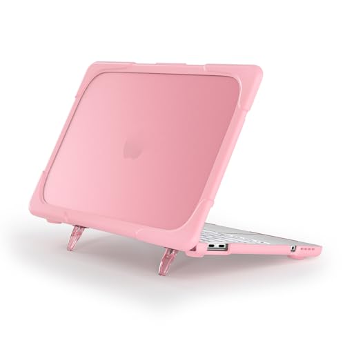 Coque MacBook Neo 13 2026 A3404 rigide rose avec béquille intégrée