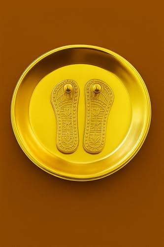 Image of ZYROO Golden Laxmi Charan Paduka for Pooja | Goddess Lakshmi Feet Vastu Item for Mandir & Home Temple | Spiritual Gift for Diwali, Housewarming & Religious Occasions (Gold Plated, 6.5 cm)