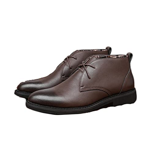 [RAMEMO] デザートブーツ メンズ 本革 アンクルブーツ 焦がし加工 ビジネスブーツ ハイカット ヤリスがけ ワークブーツ ベーシック レースアップ 春秋冬 紳士靴 ショートブーツ 柔らかい お洒落 潮流 ブラウン 25.5 cm