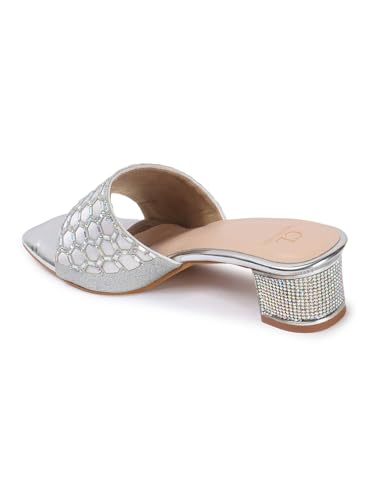 Image of Carlton London Women Stylish Fashion Embellished Ethnic Sandals for Outdoor, Party, Wedding and Holidays with Block Heels